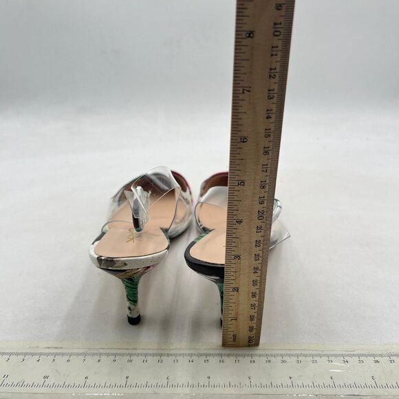 XYD Plant Transparent Slingback Kitten Heels Pumps Pointed Toe PVC Dress Sandals - Picture 5 of 8